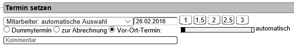 Termin setzen: Schnellauswahl Planzeit