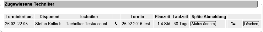 Terminanzeige im Auftrag