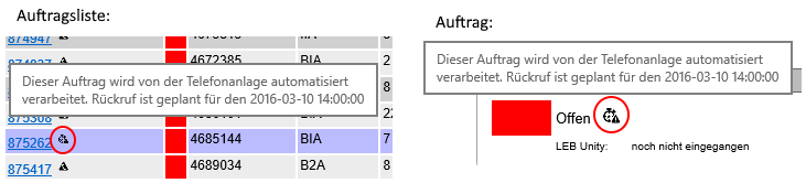 Anzeige Rückrufe